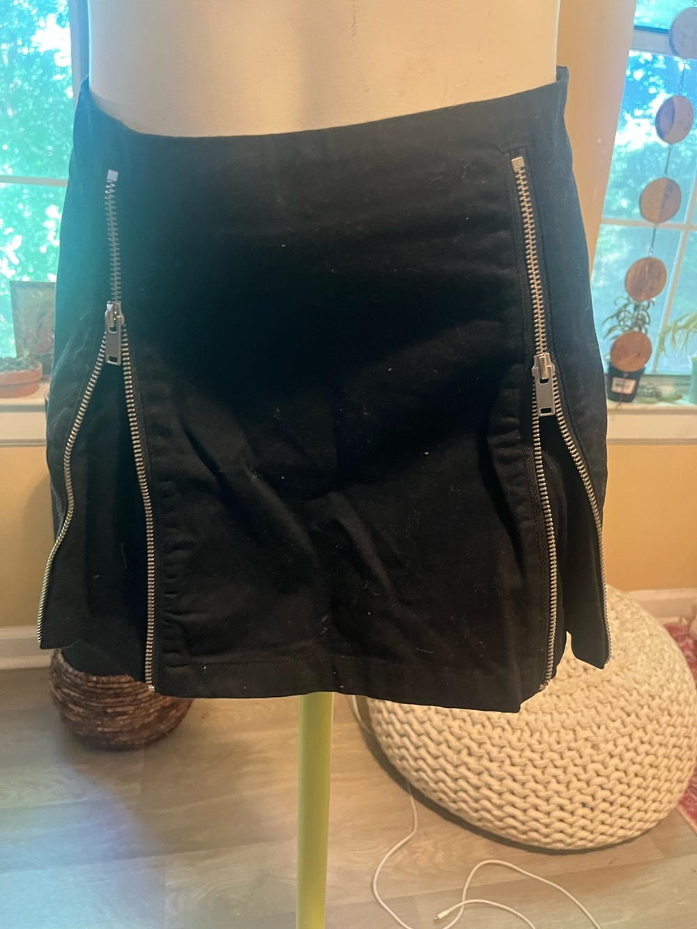 Forever 21 Black Mini Skirt with Dual Silver Zippers